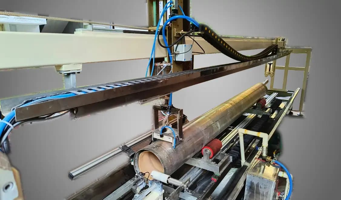 A fully Automated Ultrasonic Inspection System for Missile Motor Casing with Two sets of Inspection modes i.e. Pulse Echo , and Through Transmission.